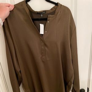 Olive silk sheen tunic top